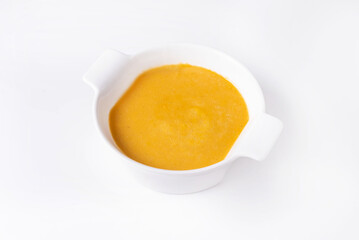 pumpkin soup on a white background