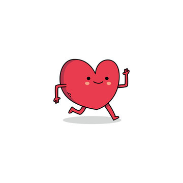 Cute red love cartoon character running