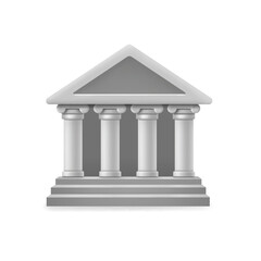 Obraz premium Theatre building with columns. Univercity sign. Greek building 3d icon. Museum house.