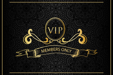 luxury gold and black premium vip card for club members only, vintage christmas card