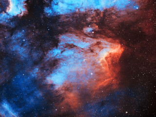 Fototapeta na wymiar Colorful Hydrogen And Oxygen Rich Nebula