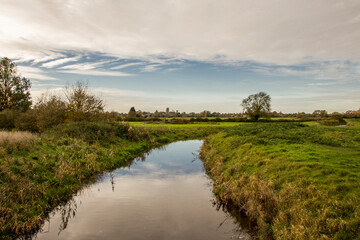 A river landscape in Soham, Ely, UK
