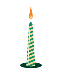 Flat style Christmas candle isolated on white background.