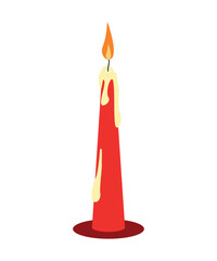 Flat style Christmas candle isolated on white background.