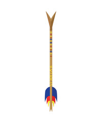 Vector of colorful arrow. African and Native American arrow with feather.