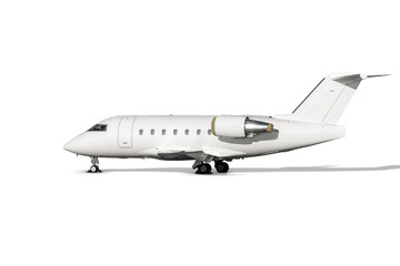 White modern corporate business jet isolated on transparent background