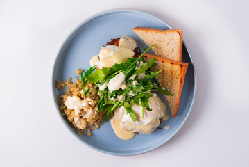 sandwich with vegetables and cheese on a white background
