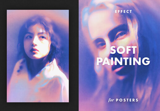 Soft Painting Poster Photo Effect Mockup
