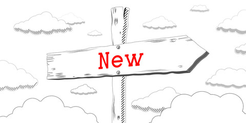 New - outline signpost with one arrow