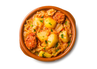 Repollo estofado con patatas y chorizo