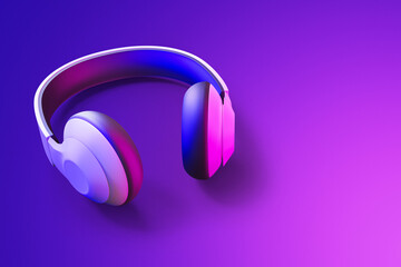 Fototapeta na wymiar White headphones 3d illustration background