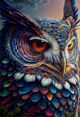 Generative AI abstract render of an owl