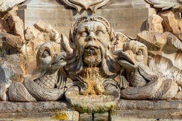 Fototapeta na wymiar Fountain of the Pantheon sculptures, Rome, Italy