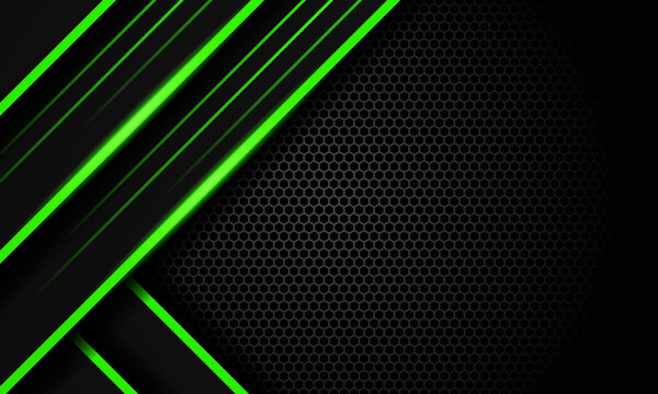 Futuristic Gaming Background with a hexagon pattern design with black and dark green colors