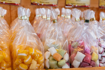 Candy in bags for sale at a Christmas market