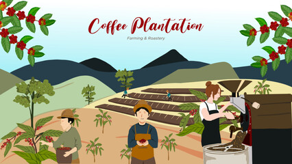 Illustration of coffee planation