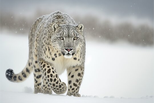 snow leopard in the snow generative ai