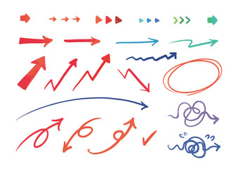 水彩テクスチャーの矢印、ベクター素材セット