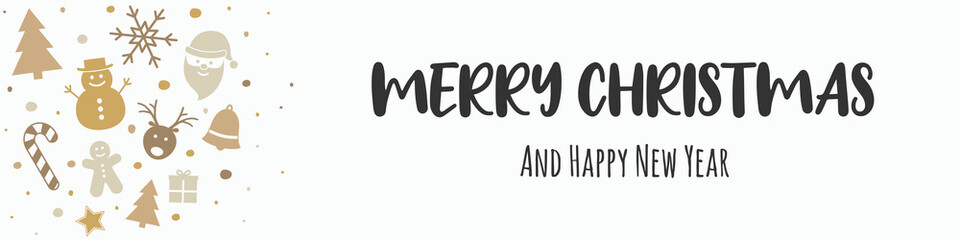 Christmas banner with decorations. Vector