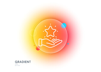 Loyalty program line icon. Gradient blur button with glassmorphism. Bonus points. Discount star symbol. Transparent glass design. Loyalty program line icon. Vector