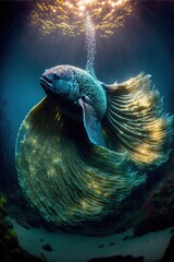 majestic mermaid Fish underwater generative ai 