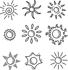 set of different sun icons