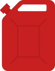 Can of fuel. Canister with gasoline. Red jerrycan with fuel. Icon of jerry for diesel and petrol. Flat cartoon icon vector.