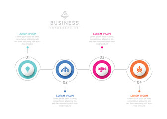 Circular Connection Steps business Infographic Template with 4 Element