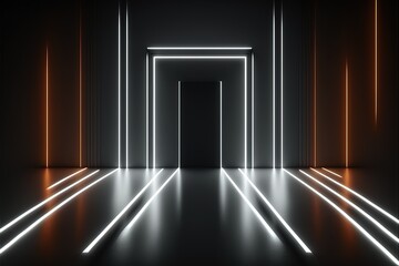 Fototapeta premium Futuristic neon glowing lights in a sci-fi location Generative AI