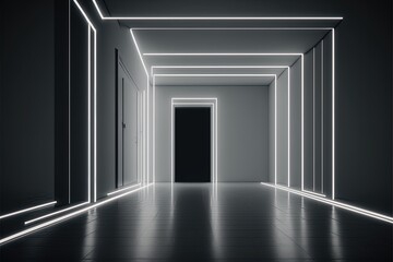 Futuristic neon glowing lights in a sci-fi location Generative AI