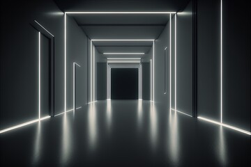 Futuristic neon glowing lights in a sci-fi location Generative AI