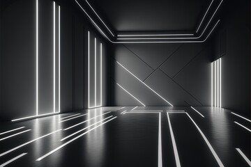 Futuristic neon glowing lights in a sci-fi location Generative AI