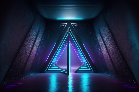 Purple and pink dark sci-fi tunnel generative ai 