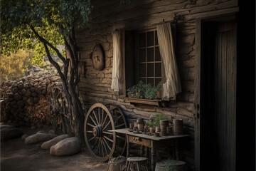Obraz premium rustic farm scene Generative AI