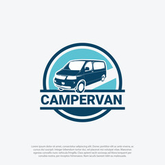 Campervan RV caravan motorhome ready made logo. Perfect logo for campervan RV travel or rental related business, logo design vector