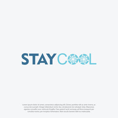 stay cool, ice, ice star, cool or freeze logo in stay cool type logo design Vector 