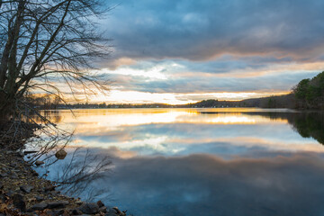 sunset over the lake