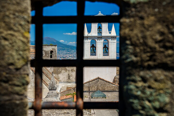 Bell tower in the Castle of Sant'Elmo in Naples, Italy.