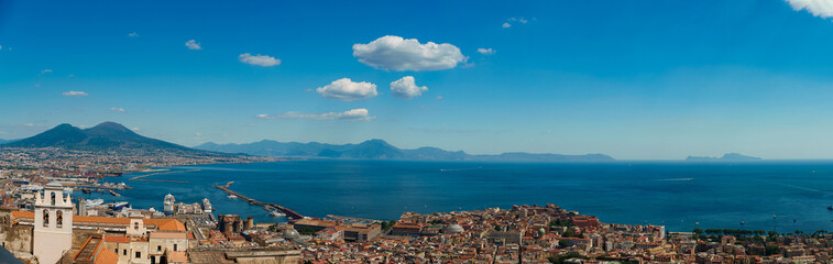 Fototapeta na wymiar Old city of Naples and volcano Vesuvius.