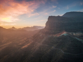 Los azulejos, en Gran Canaria, a vista de pájaro con un bonito atardecer. 