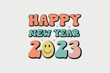 Happy New Year 2023 Typography T shirt Design