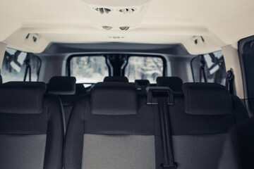 Vans rear seats row close up of modern vip luxury van © UnPinky