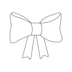 Bow Coloring page. Doodle, lineart element. Vector Illustration.