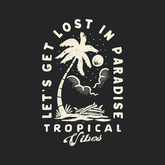 palm illustration tropical graphic beach design surf vintage t shirt - obrazy, fototapety, plakaty