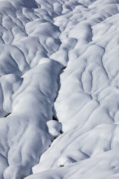 Snow runnels in Hatcher's Pass, Alaska on sunny day in winter; Alaska, Untied States of America
