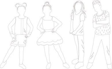 kids sketch ,contour on white background isolated vector