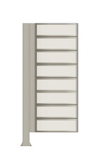 ADVERTISING TOTEM FOR MALL AND SHOPPING CENTER, 3D RENDERING OF TOTEM ON WHITE, PNG TRANSPARENT BACKGROUND