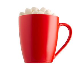 Red cup of cocoa with marshmallow, Christmas mug isolated on white background. Xmas or traditional christmas concept. png