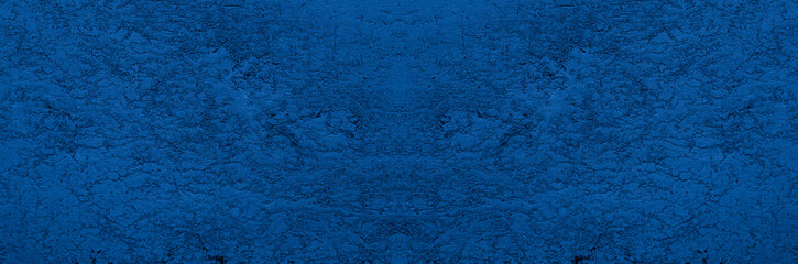 Old wall pattern texture cement blue dark abstract  blue color design are light with black gradient background.