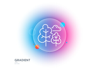 Tree line icon. Gradient blur button with glassmorphism. Forest plants sign. Nature symbol. Transparent glass design. Tree line icon. Vector